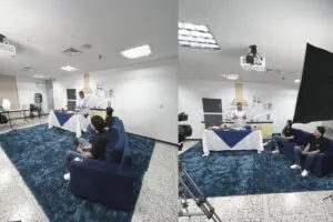 Docente orientando catedra de la felicidad y el buen vivir