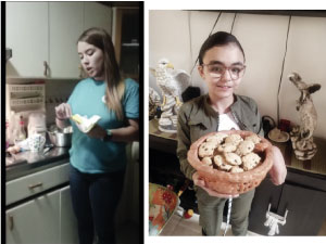 una profesora y una estudiante del programa primaria incluyente en el momento de la cocina.