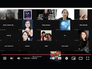 Capturas de pantalla de la sesión realizada por padres de familia y equipo Cibercolegio