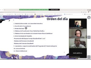 Pantallazo de la reunión en Zoom sobre la posesión del personero estudiantil