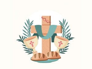 Imagen de una cruz y dos copas que representan el caliz