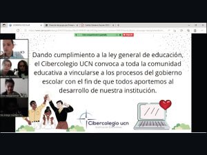 Imagen de la sesión por Zoom donde se motiva a la participación en la conformación del gobierno escolar.3