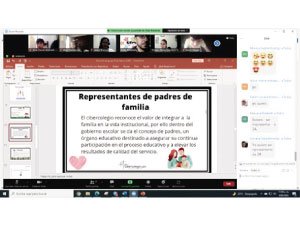 imagen de la reunión a través de Zoom donde se socializa la importancia del gobierno escolar.