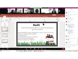 imagen de la reunión a través de Zoom donde se socializa la importancia del gobierno escolar.