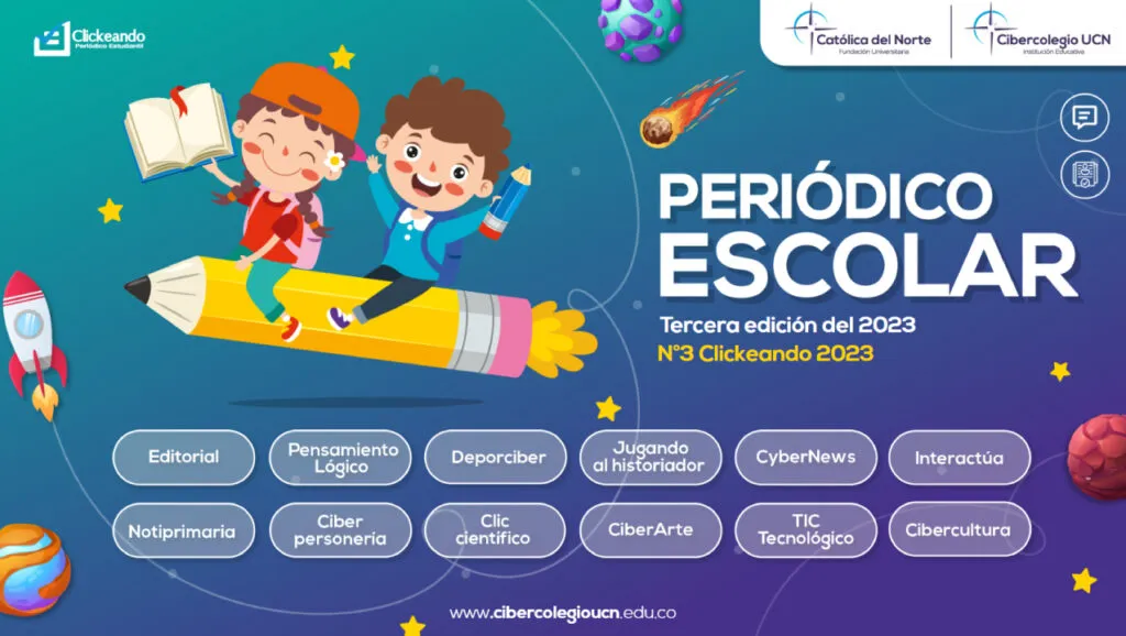 Imagen del menú principal del periódico escolar - tercera edición 2023