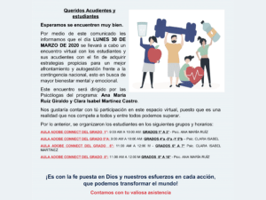 Imagen de actividades realizadas  e información compartida durante la pandemia