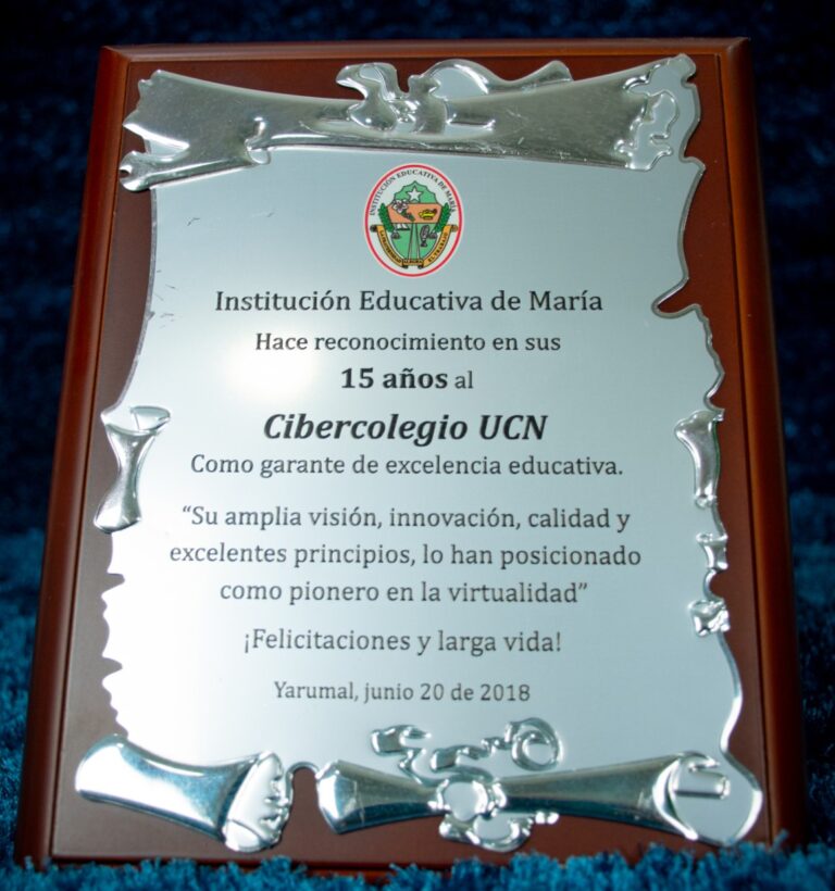 Reconocimiento que la Institución Educativa de Yarumal hace al Cibercolegio.