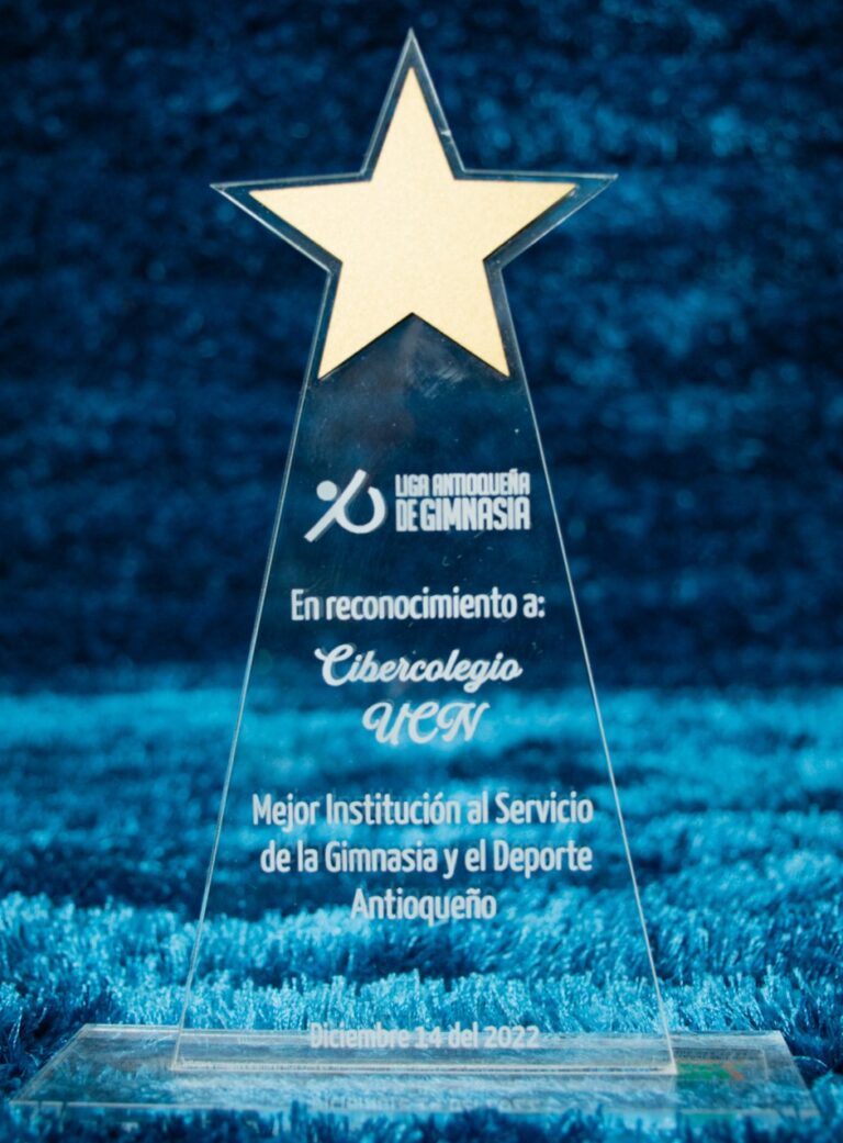 La Liga Antioqueña de Gimnasia reconoce al Cibercolegio como Mejor Institución al Servicio de la Gimnasia y el Deporte Antioqueño.