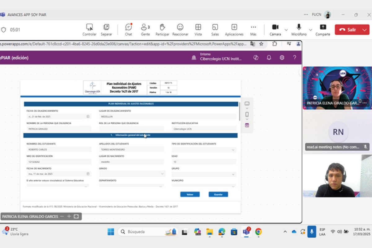 Captura de pantalla de reunión