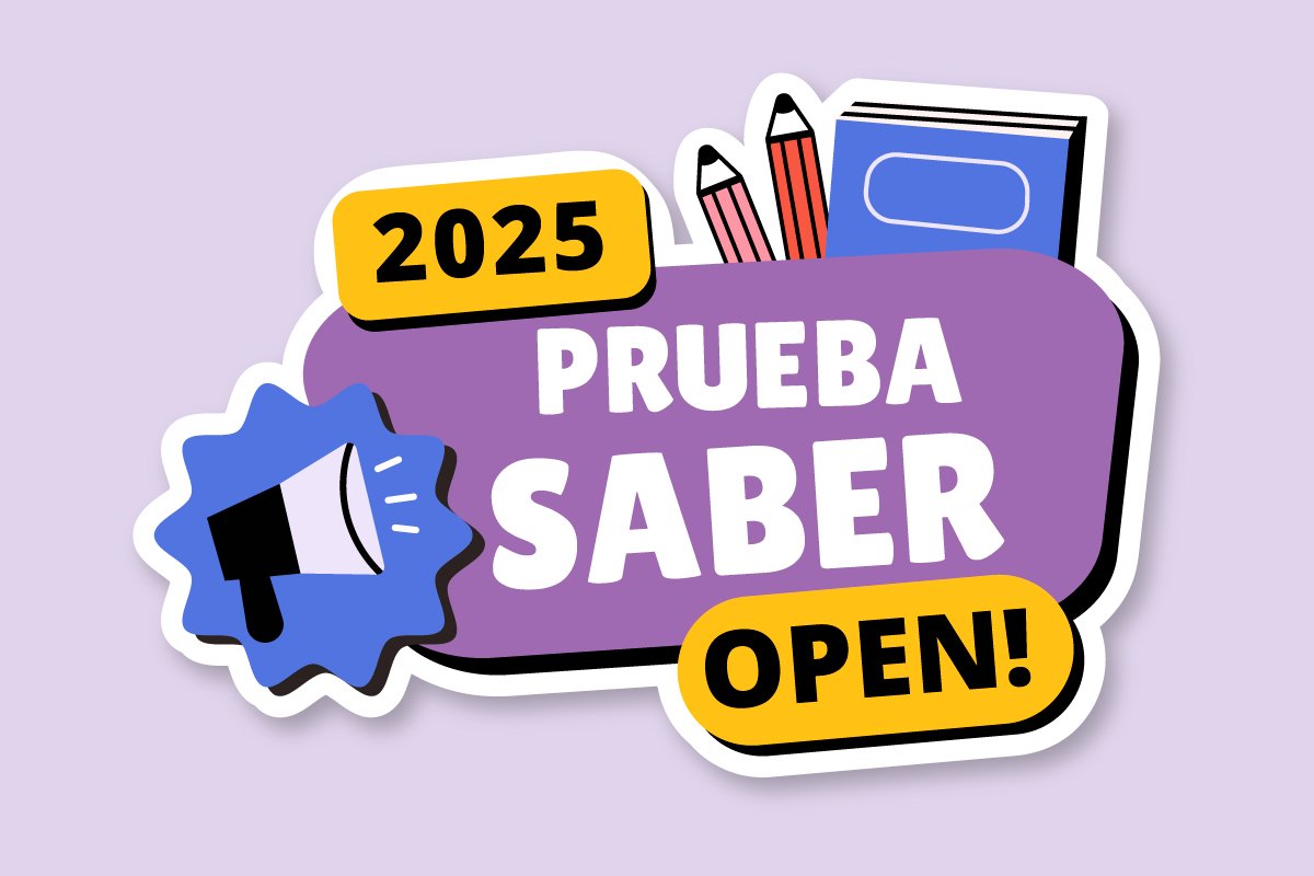 Pieza gráfica con texto "Prueba saber"