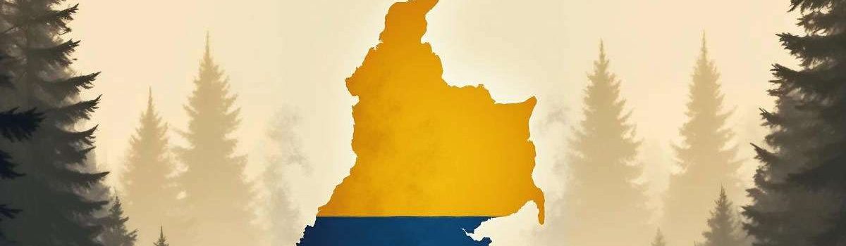 Imagen de la bandera o el croquis de Colombia y siluetas de niños