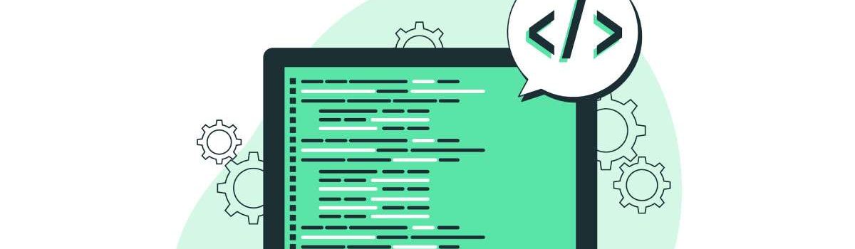 Ilustración de computador y manos