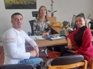 Eduardo Holguín,Eduardo Holguín, Coordinador de Expansión y Crecimiento, Carmen Cecilia Ruiz Agudelo titular de la Secretaría de Educación y Cultura, Lina María Bernal, Líder de Promoción y Servicio