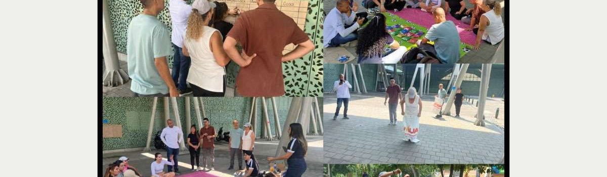 Collage de estudiantes y profes en actividad