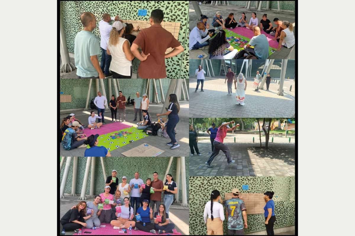 Collage de estudiantes y profes en actividad