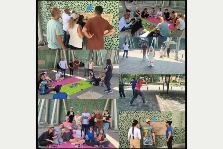 Collage de estudiantes y profes en actividad