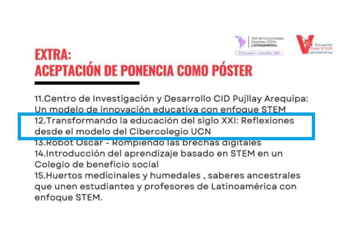 Notificación de ponencia como póster en el V Encuentro de la Red STEM Latinoamérica