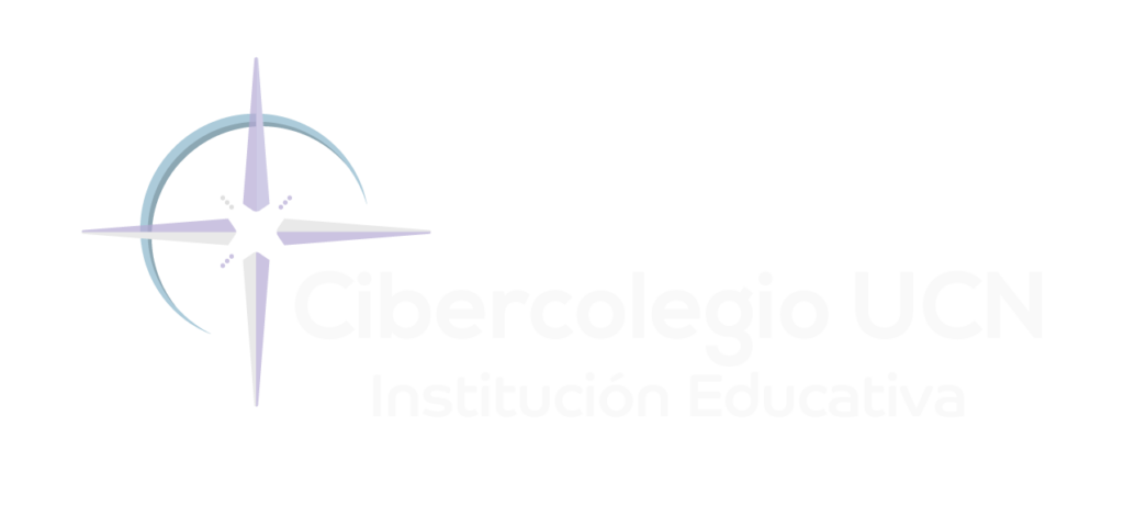 Logo del Cibercolegio UCN en negativo.