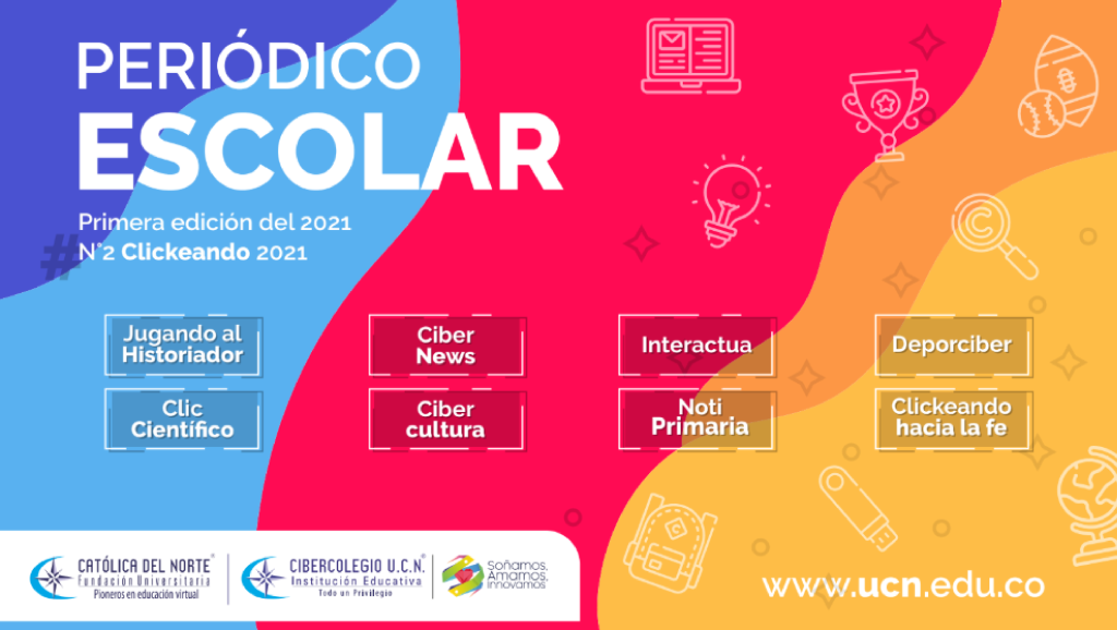 Portada del periódico escolar Clickeando correspondiente a la primera edición del 2021.