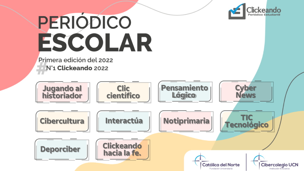 Portada del periódico escolar Clickeando correspondiente a la primera edición del 2022.